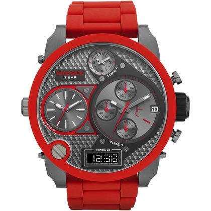 Diesel DZ7279 Uhrenarmband Edelstahl Gummi Rot