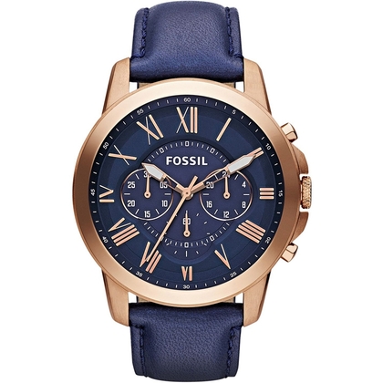 Fossil FS4835 Uhrenarmband Leder Blau