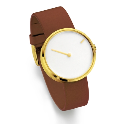 Jacob Jensen Uhrenarmband Curve 254 Leder Cognac