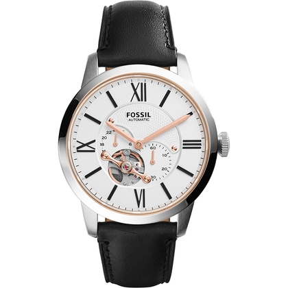 Fossil ME3104 Uhrenarmband Leder Schwarz