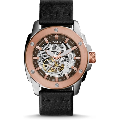 Fossil ME3082 Uhrenarmband Leder Schwarz