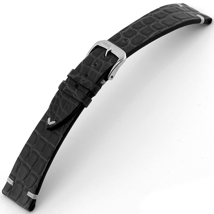 Rios Royal Uhrenarmband Alligatorleder Schwarz