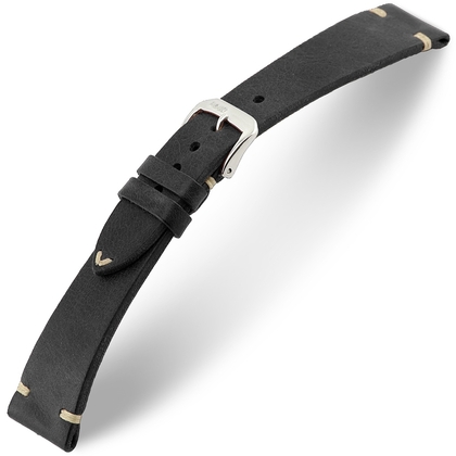 Rios Bedford Uhrenarmband Vintage Leder Schwarz