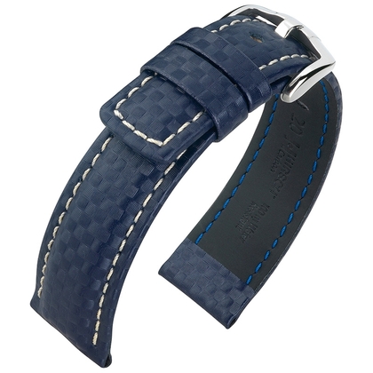 Hirsch Carbon Uhrenarmband 100 m Water-Resistant Blau