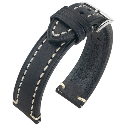 Hirsch Liberty Uhrenarmband Sattelleder Schwarz
