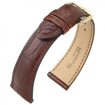 Hirsch London Louisiana Uhrenarmband Alligator Matt Braun