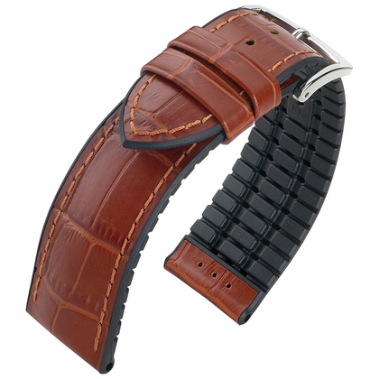 Hirsch Paul Performance Uhrenarmband Braun / Schwarz / Leder / Kautschuk 300m WR