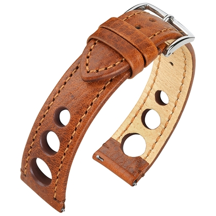 Hirsch Rally Artisan Perforiertes Uhrenarmband Goldbraun