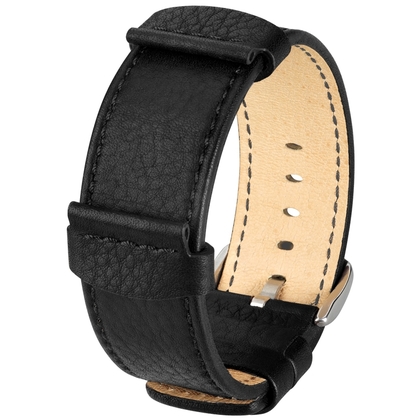 Hirsch Rebel Artisan Uhrenarmband Sattelleder NATO Stil Schwarz