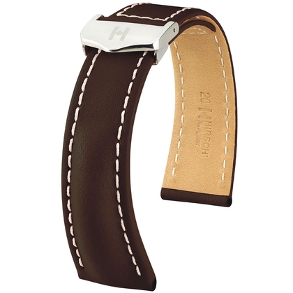 Hirsch Navigator Uhrenarmband für Breitling Faltschliesse Italienisches Kalbsleder Braun