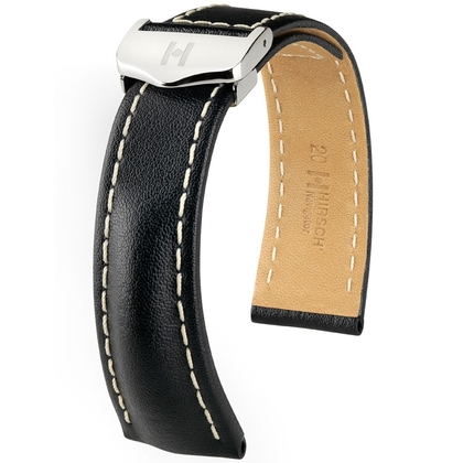 Uhrenarmband für Breitling Faltschliesse - Hirsch Navigator Italienisches Kalbsleder Schwarz