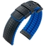 Hirsch Ayrton Performance Uhrenarmband Schwarzes Leder / Ozeanblauer Kautschuk