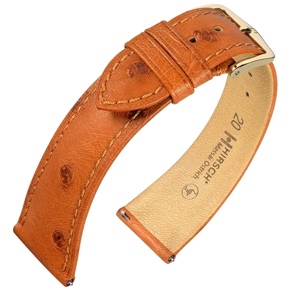 Hirsch Massai Uhrenarmband Straussenleder Goldbraun