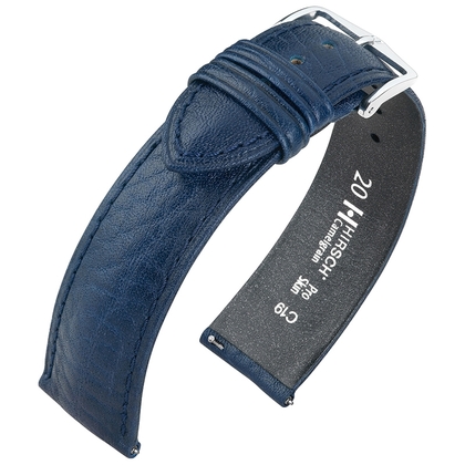 Hirsch Camelgrain Uhrenarmband Pro Skin Antiallergisch Blau