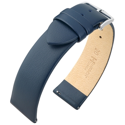 Hirsch Toronto Uhrenarmband Italienisches Kalbsleder Blau