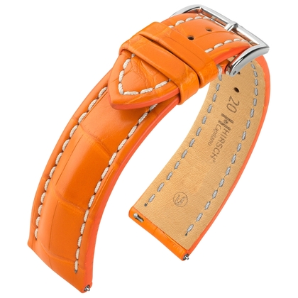 Hirsch Capitano Louisiana Alligator Uhrenarmband Halb-Matt Orange