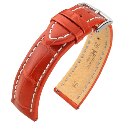 Hirsch Capitano Louisiana Alligator Uhrenarmband Halb-Matt Rot