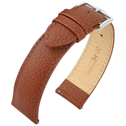 Hirsch Kansas Uhrenarmband Kalbsleder Büffelstruktur Goldbraun