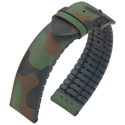 Hirsch John Performance Uhrenarmband Camouflage Schwarz Kautschuk