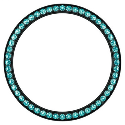 Marc Coblen Lünette 42mm Schwarzer Stahl Türkis Kristallrand - MCB42B211