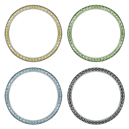 Marc Coblen 42mm SET 4x Lünetten Rostfreier Stahl mit Farbigem Kristallrand