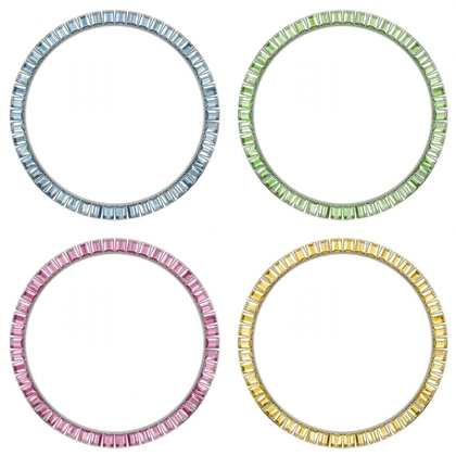 Marc Coblen 45mm SET 4x Lünetten Rostfreier Stahl mit Farbigem Kristallrand