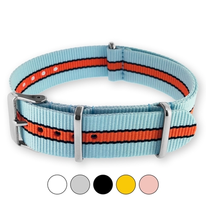 Gulf Le Mans Hellblau Orange NATO Uhrenarmband G10 Military Nylon Strap