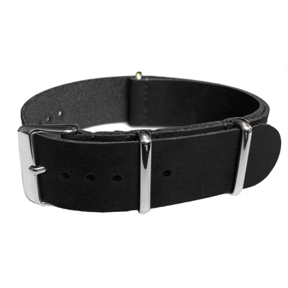 Schwarzer NATO Strap Vintage Leder - SS