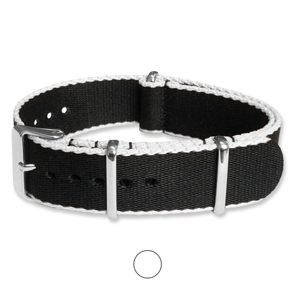 Schwarz Weiss Seatbelt NATO Strap Deluxe Nylon Uhrenarmband