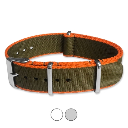 Armeegrün Orange Seatbelt NATO Strap Deluxe Nylon Uhrenarmband