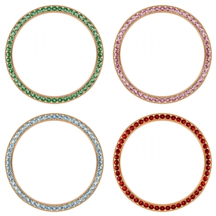 Marc Coblen 42mm SET 4x Lünetten Rose Gold Stahl mit Farbigem Kristallrand