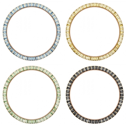 Marc Coblen 45mm SET 4x Lünetten Rosegoldener Stahl mit Farbigem Kristallrand