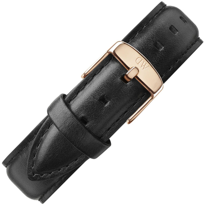 Daniel Wellington 20mm Uhrenarmband Classic Sheffield Leder Schwarz mit Roséschliesse