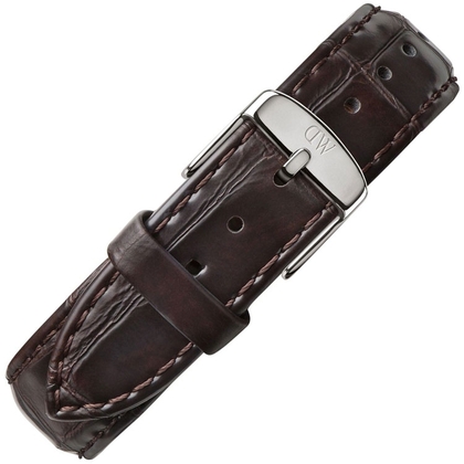 Daniel Wellington 19mm Dapper York Uhrenarmband Leder Dunkelbraun mit Stahlschliesse