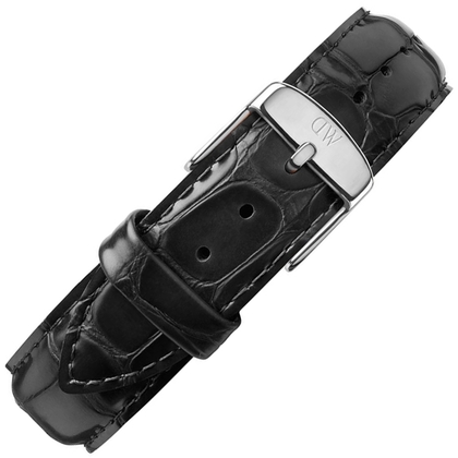 Daniel Wellington 17mm Dapper Reading Uhrenarmband Leder Schwarz mit Stahlschliesse