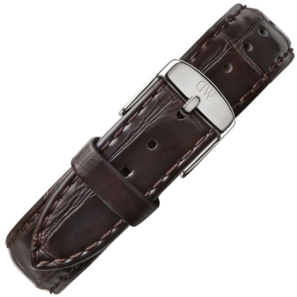 Daniel Wellington 17mm Dapper York Uhrenarmband Leder Dunkelbraun mit Stahlschliesse