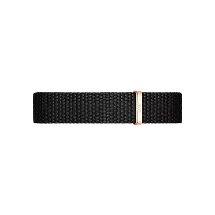 Daniel Wellington 12mm Petite Cornwall Uhrenarmband NATO Schwarz mit Roséschliesse