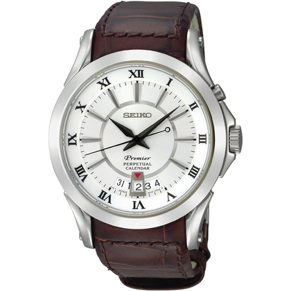 Seiko Premier Uhrenarmband SNQ105P1 Leder Braun