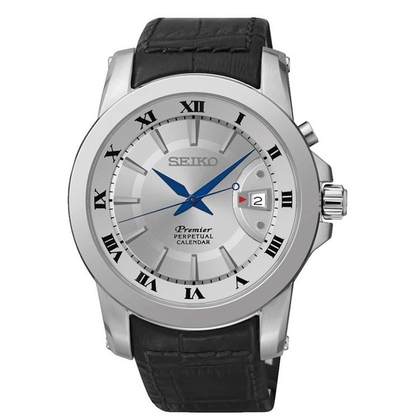 Seiko Premier Uhrenarmband SNQ143P1 Leder Schwarz