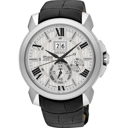 Seiko Premier Uhrenarmband SNQ143P1 Leder Schwarz