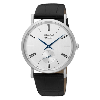 Seiko Premier Uhrenarmband SRK035P1 Leder Schwarz