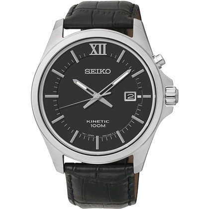 Seiko Kinetic Uhrenarmband SKA573P2 Leder Schwarz