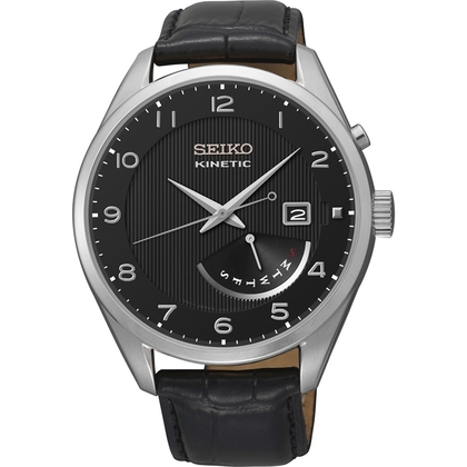 Seiko Kinetic Uhrenarmband SRN051P1 Leder Schwarz