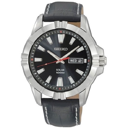 Seiko Solar Uhrenarmband SNE161 Leder Schwarz