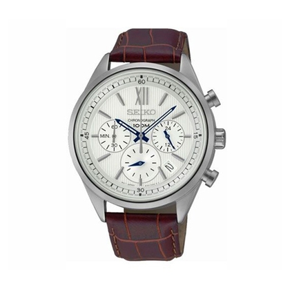 Seiko Chronograph Uhrenarmband SSB157 Leder Braun