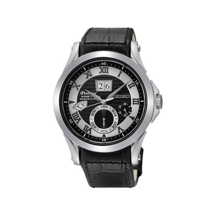 Seiko Premier Uhrenarmband SNP061 Leder Schwarz