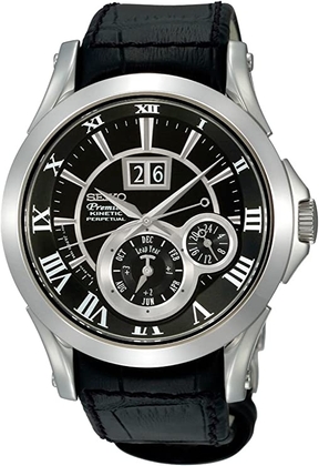 Seiko Premier Uhrenarmband SNP037 Leder Schwarz