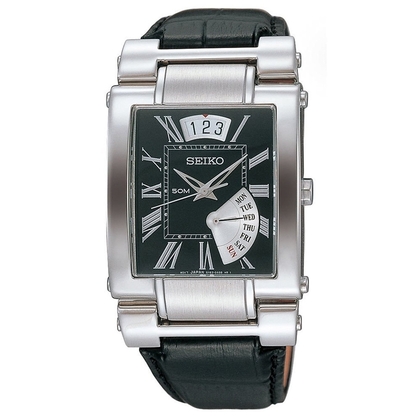 Seiko Uhrenarmband SPQ013 Leder Schwarz