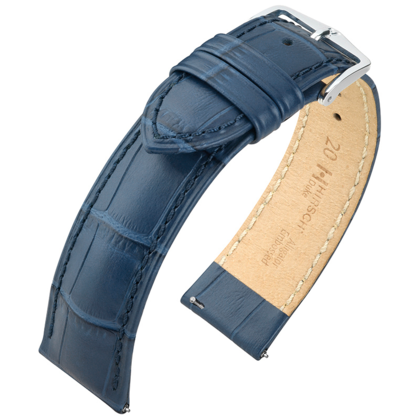 Hirsch Duke Uhrenarmband Alligatorgrain Dunkelblau