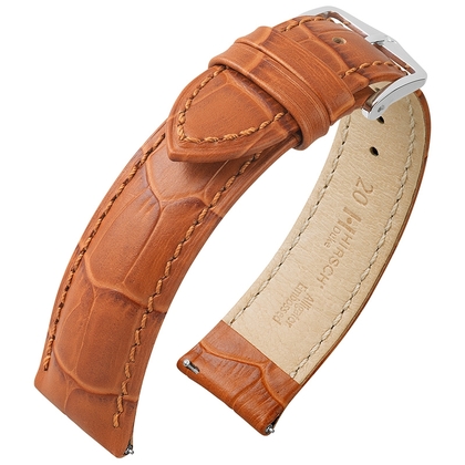 Hirsch Duke Uhrenarmband Alligatorgrain Honig